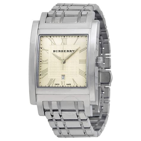 burberry stainless steel rectangular watch|Burberry watch gold.